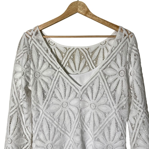 Lilly Pulitzer White Crochet Lace Shift Dress with Pom Trim - Picture 6 of 7